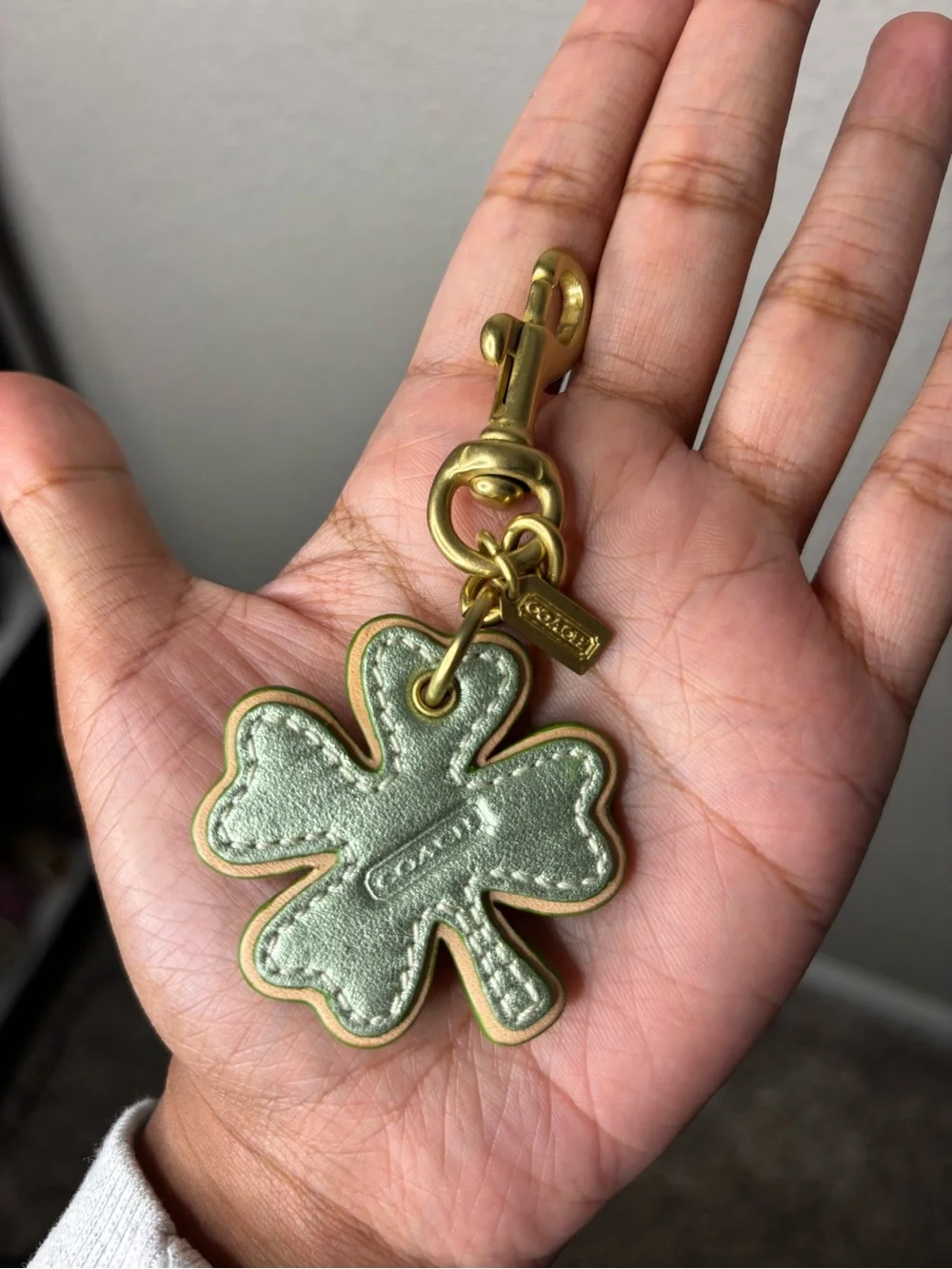 Coach Four Leaf Clover bag charm green patent leather shamrock - charm only